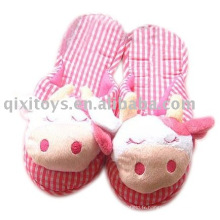 pantoufle de vache de peluche et de peluche de bande dessinée, chaussures d&#39;intérieur de fille mignonne